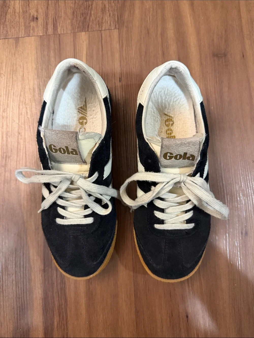 Gola Elan Black Suede Sneakers with Cream Accents
